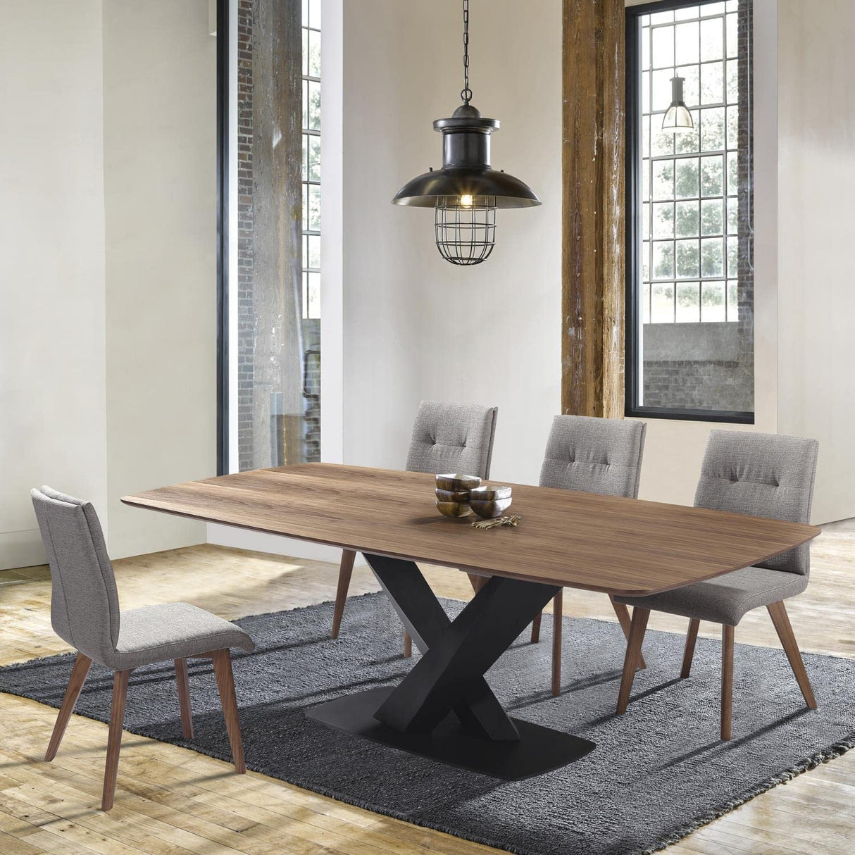 Everett Dining Table, Matte Black, 87 x 30 x 43.5