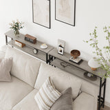 5.9" Narrow Sofa Table, 2 Tier Skinny Console Table with Adjustable Shelf,