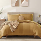 Queen Comforter Set - 7 Pieces Apricot Beige Bed in a Bag Queen Bedding