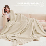 4 Layer Muslin Bed Blanket - Breathable and Lightweight Gauze Boho Blanket for Spring,