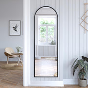 Black Arched Full Length Mirror - 65x22 Minimalist Metal Frame