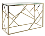 Home Namiko Glam Tempered Glass and Brass Console Table