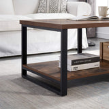 Industrial Coffee Table for Living Room, Sturdy Wood and Metal Cocktail Table