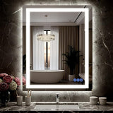 40x30 LED Bathroom Mirror - Wall Mounted with Dimmable Front & Backlit