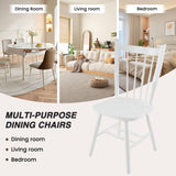 White Windsor Dining Chairs Set of 6 - Solid Wood Spindle Back