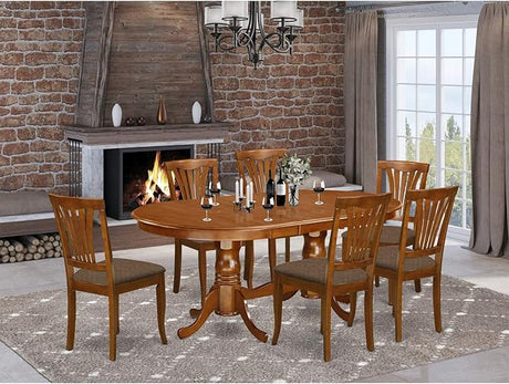 PLAV9-BCH-LC 9 Piece Room Set Includes an Oval Kitchen Table with Butterfly Leaf