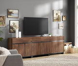 114" Large Wall Unit Entertainment Center with Bookshelves, Lights and 18 Shelves, Modern 4-Piece