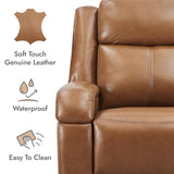 Genuine Leather Power Recliner Chairs for Adults, Wall Hugger RV Recliner with Power Headrest & Charging Ports, Electric Recliner Sofa Chair for Living Room, Saddle Brown