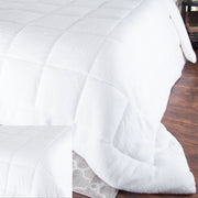 Bedford Home Reversible Oversized Down Alt Comforter with Sherpa-Full/Queen, White