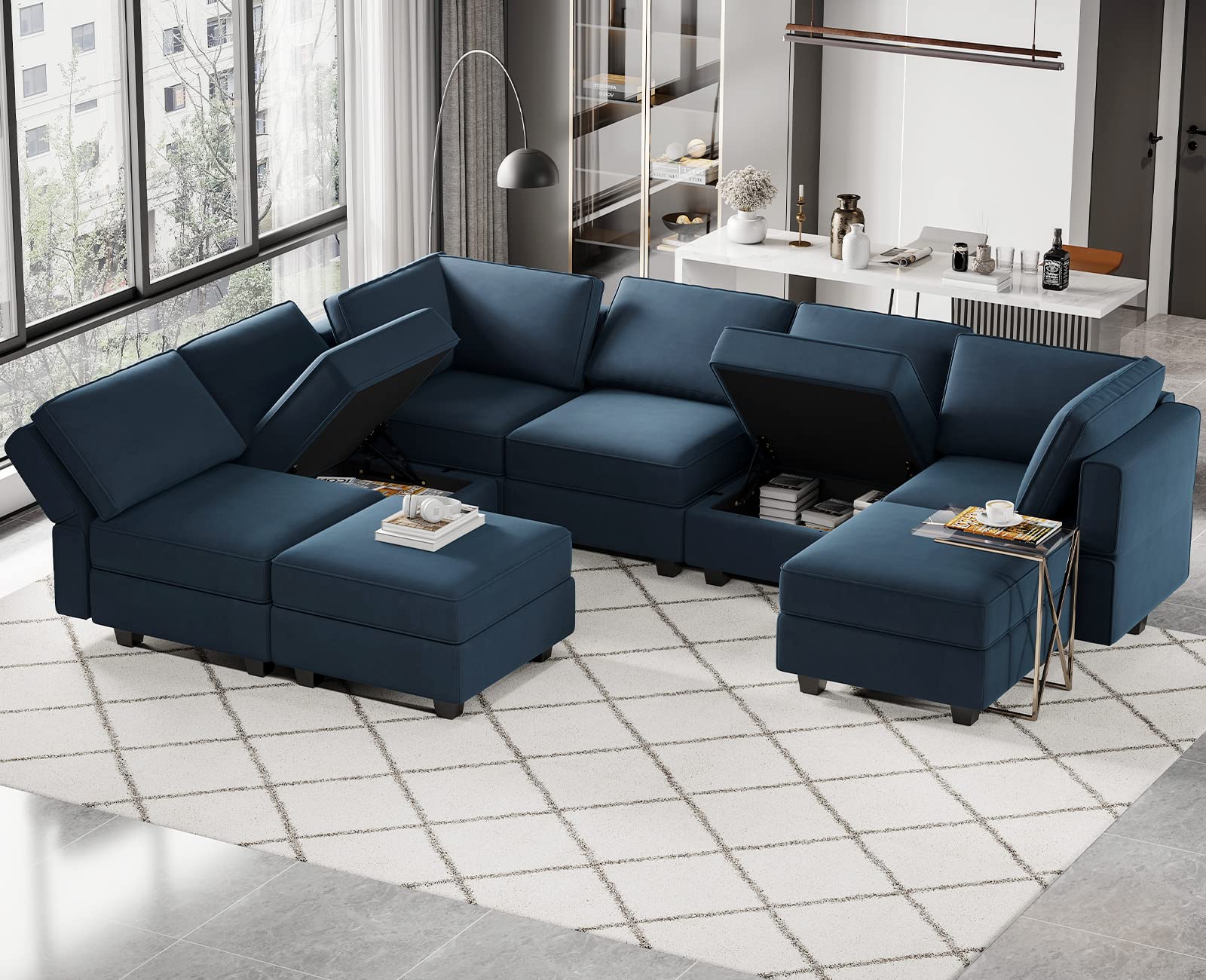 Sectional Sofa with Storage Chaises Sectional Sleeper Sofa Couch 8 Seat Sectional