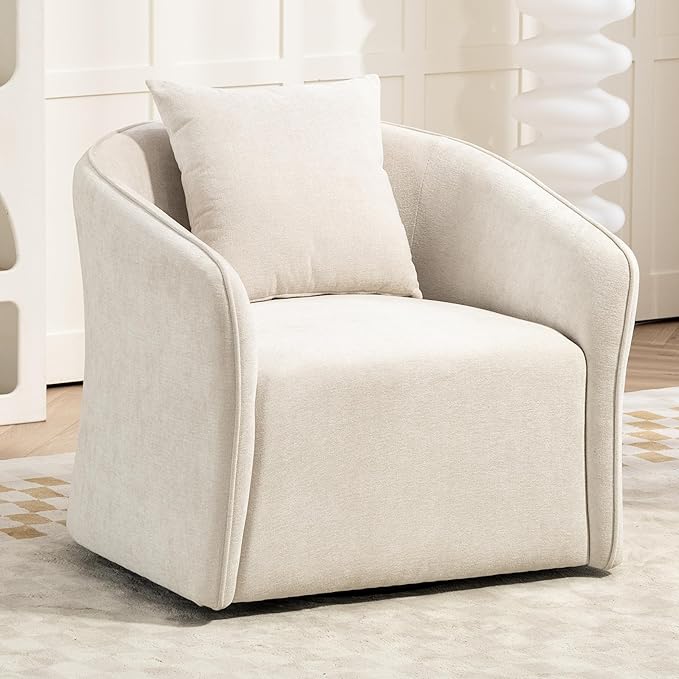 Accent Chair for Living Room Swivel Barrel Accent Chair，Swivel Chair 360°Sofa，Modern Comfy Chair Upholstered Small Round Chair with Velvet Fabirc, for Bedroom/Living Room/Office