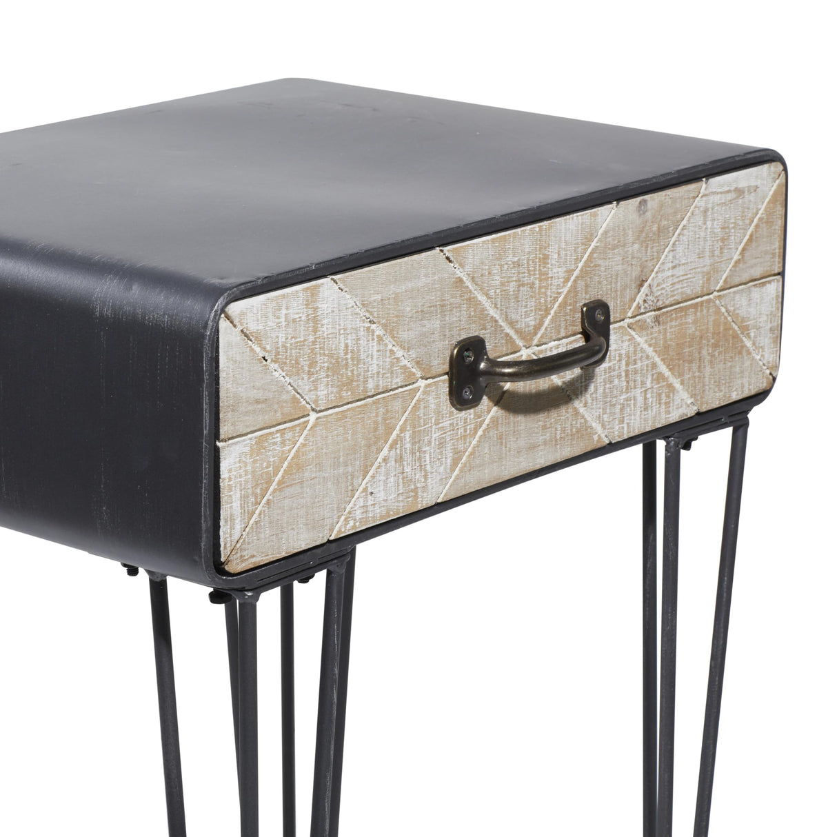 Metal Side End Accent Table Single Drawer End Table, Side Table 17" x 12" x 26", Black