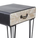 Metal Side End Accent Table Single Drawer End Table, Side Table 17" x 12" x 26", Black