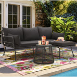 3 Piece Patio Conversation Sets, L-Shaped Sectional Patio Furniture Sofa Set