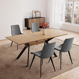 7 Piece Dining Table Set, 55'' to 71'' Extendable Rectangular Dining Table with 6 PU Dining