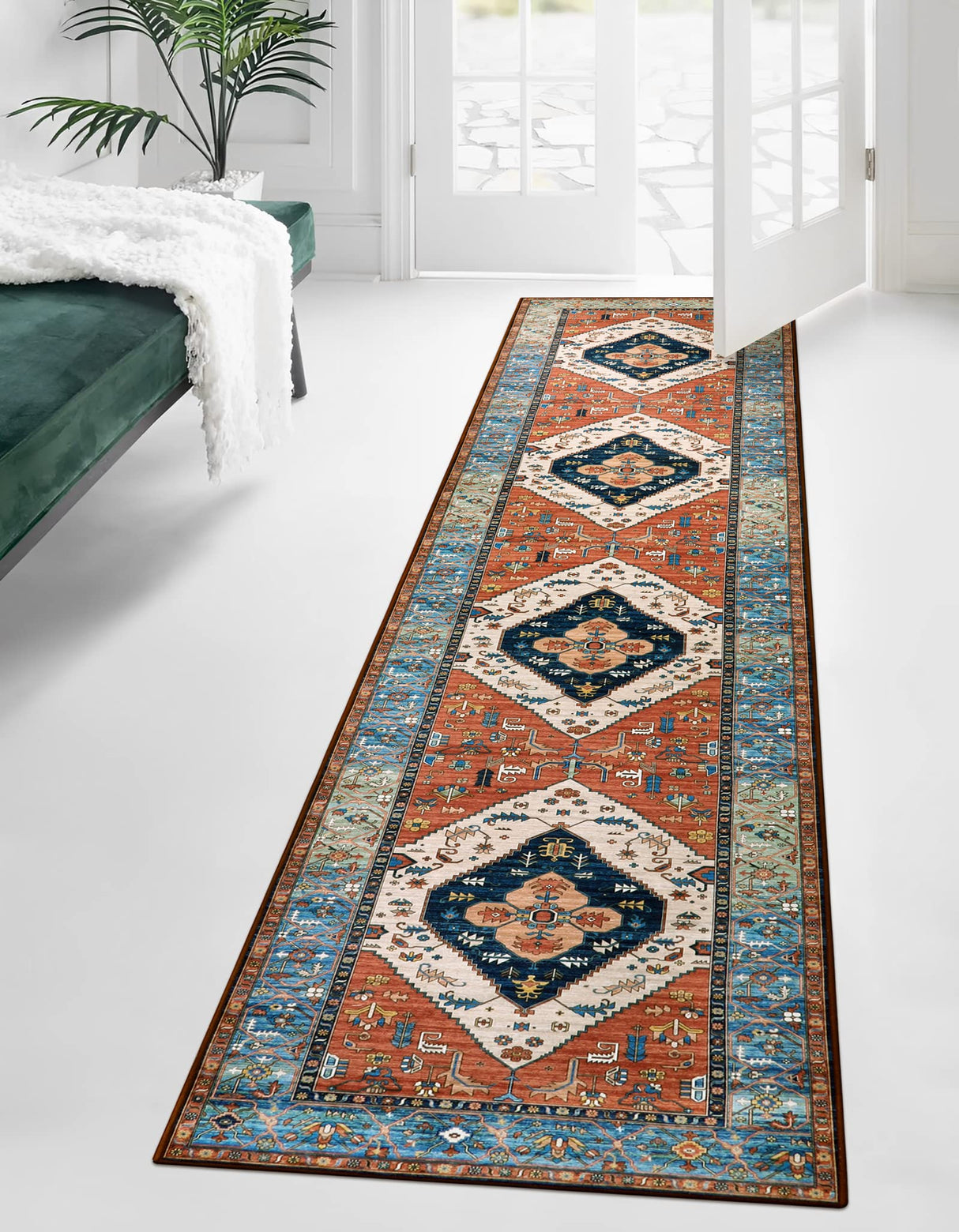 Boho Runner Rugs for Hallway 2x10 Extra Long Washable Non-Slip Hallway