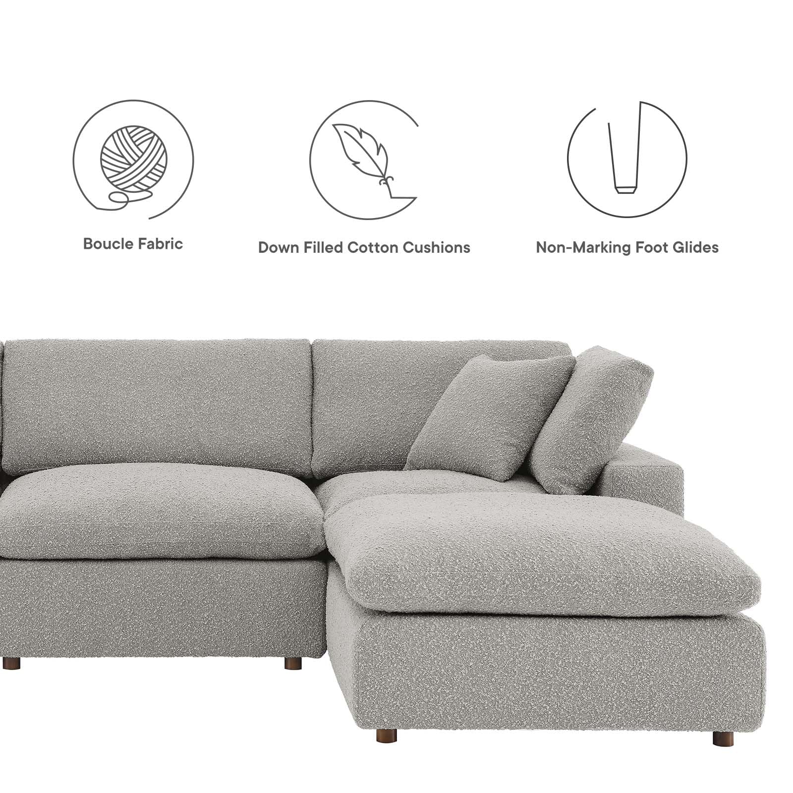 Down-Filled Overstuffed Boucle Fabric 7-Piece Sectional Sofa