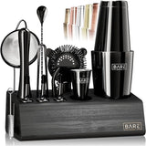 Mixology Bartender Kit Bar Set | 14-Piece Cocktail Shaker Set | Martini Barware Mixing Tools for Home Bartending | Incl. 35 Recipe Cards | Gift Set (28oz Boston Shaker, Jet Black/Black)