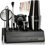 Mixology Bartender Kit Bar Set | 14-Piece Cocktail Shaker Set | Martini Barware Mixing Tools for Home Bartending | Incl. 35 Recipe Cards | Gift Set (28oz Boston Shaker, Jet Black/Black)