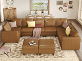 Large Modular Sectional Couch U Shaped Sofa with Storage, Faux Leather Modular Sofa 11 Seat Convertible