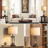 Set of 2 Table Lamps with USB Ports, 27.5" Tall Farmhouse