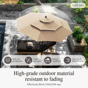 Sophia & William 10ft 3 Tier Auto-tilt Patio Umbrella, Outdoor Double Vented Umbrella with Crank, Beige