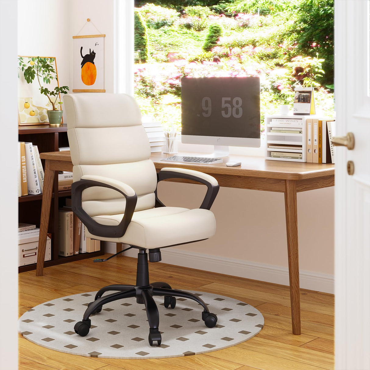 Ergonomic Executive Office Chair,Leather High Back Desk Chair, Tall Computer Chair