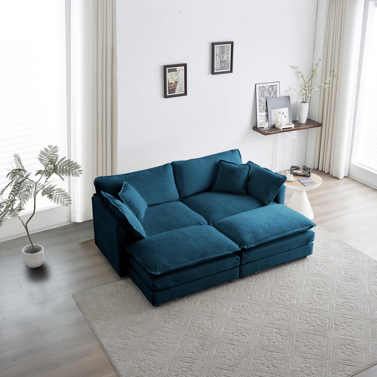 Comfortable Deep Seat Chenille Loveseat, Modern Love Seat 2-Seater Sofa Couch