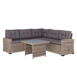 Pomfret Indoor/Outdoor Wicker Rattan Conversation Set, Dining Table