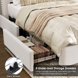 Queen Upholstered Bed Frame with Storage - 54" Tufted Headboard