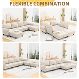 HOMREST Modular Sectional Sofa with Chaise, 115 Inch U Shaped Sectional Couches for Living Room, Convertible Sofa for Home Apartment Lounge, Cloud Couch with Movable Ottoman