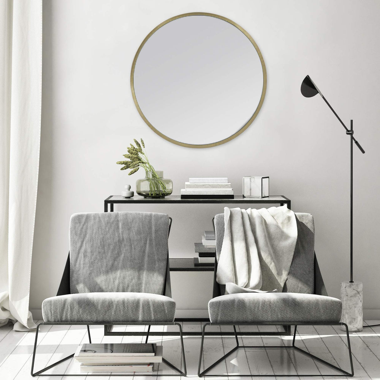 Ava Round Gold Decorative Mirror, Extra Large