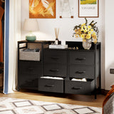 Dresser with Charging Station, 52-Inch Long Dresser for Bedroom with 8 Storage Drawers,