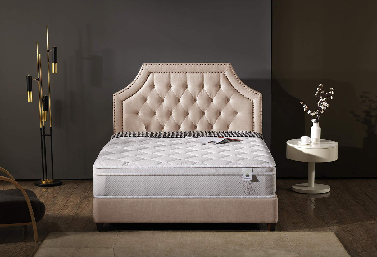 Organic Cotton - 12 Inch - Deluxe Sleep - Plush Euro Pillow Top - Cool Memory Foam & Pocket Spring Mattress