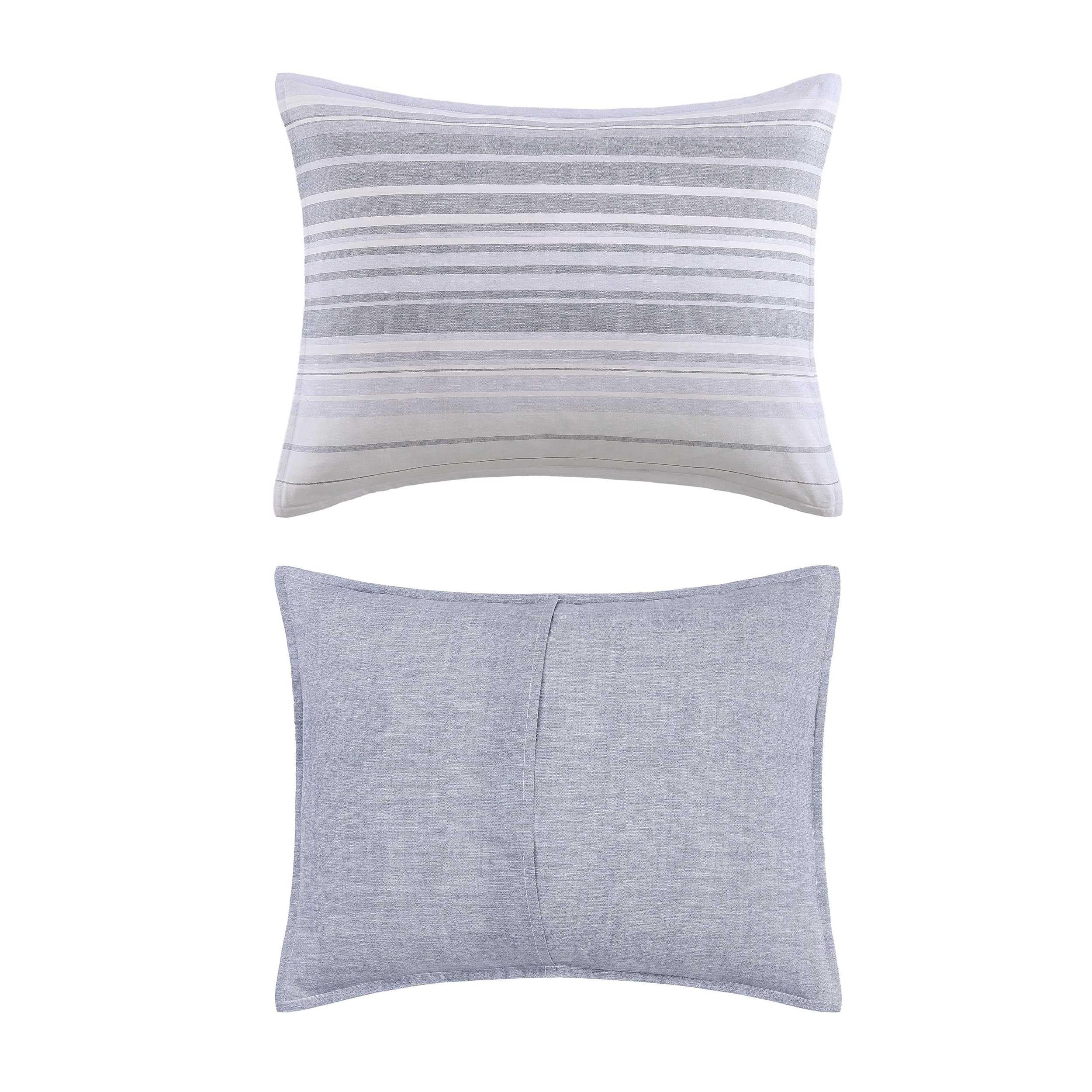 Cotton Textured Comforter Set - Bold Stripe Grey