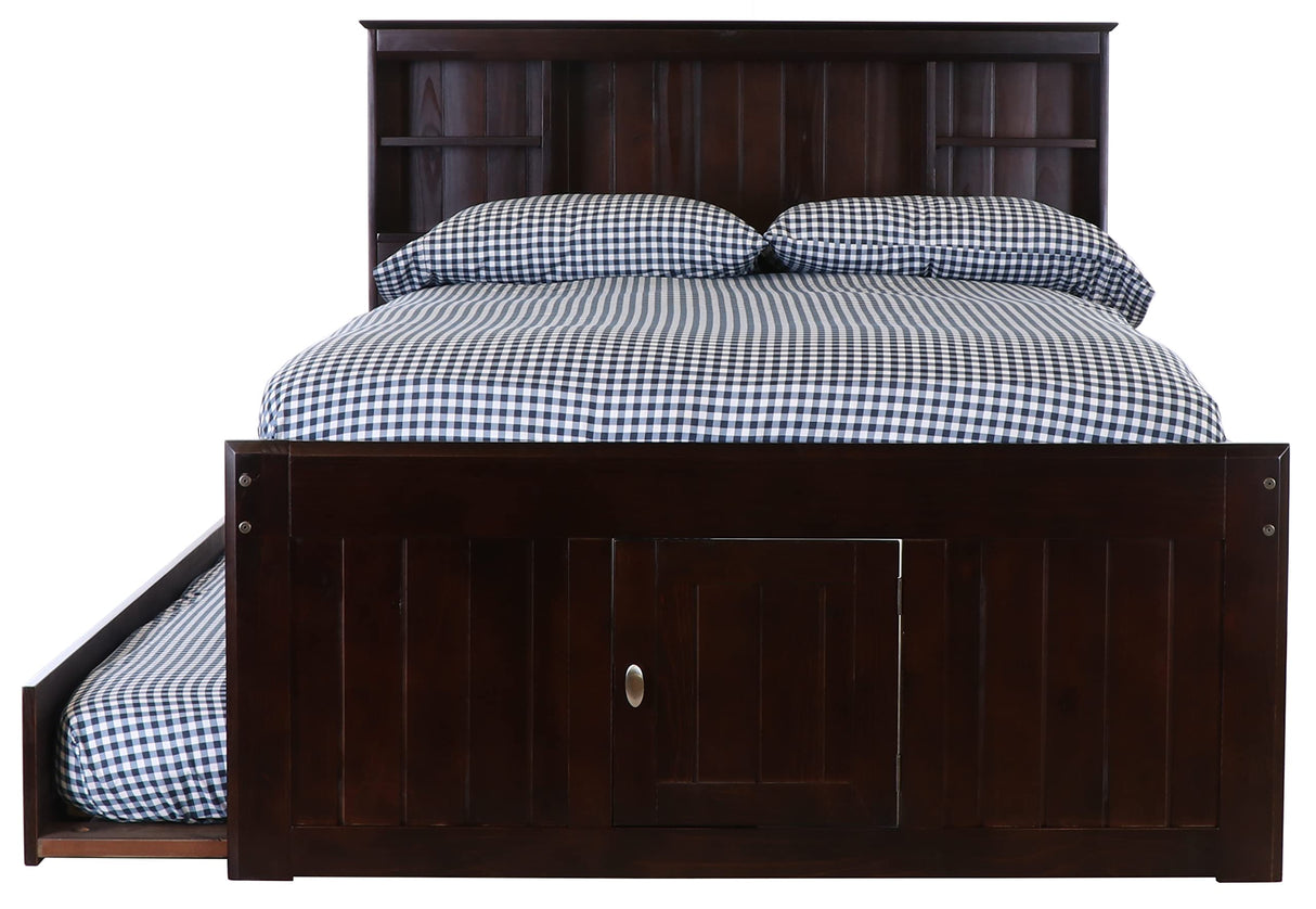 Model 82921K3-22 Full Size Bookcase Bed with Three Drawers and Twin Sized Trundle