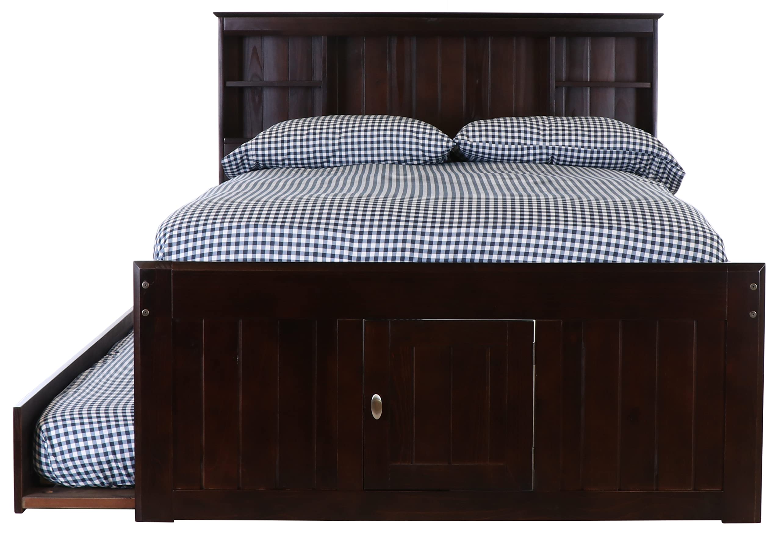 Model 82921K3-22 Full Size Bookcase Bed with Three Drawers and Twin Sized Trundle