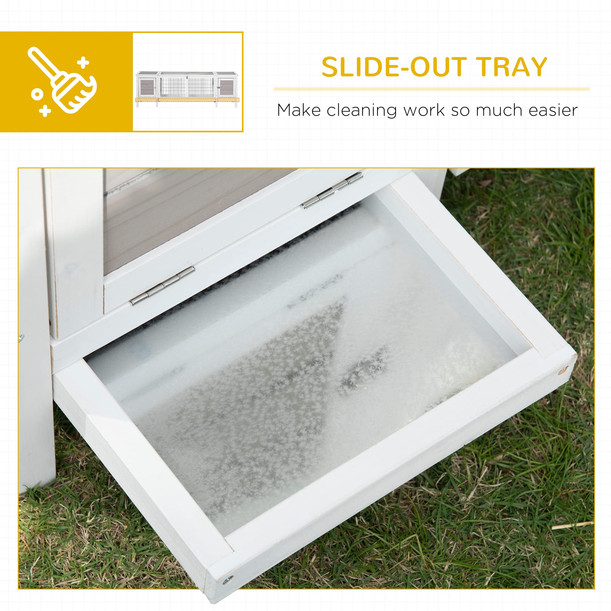 Rabbit Hutch, Bunny Cage, Guinea Pig House with Pull-Out Tray, and Divided Board