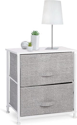 3-Drawer Fabric Dresser Storage Tower, Light Grey | Closet Organizer Unit | Bedroom