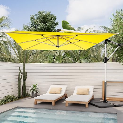 9 x 11.5FT Patio Umbrella for Outdoor, Cantilever Hanging Outdoor Umbrella with 360-degree Rotation