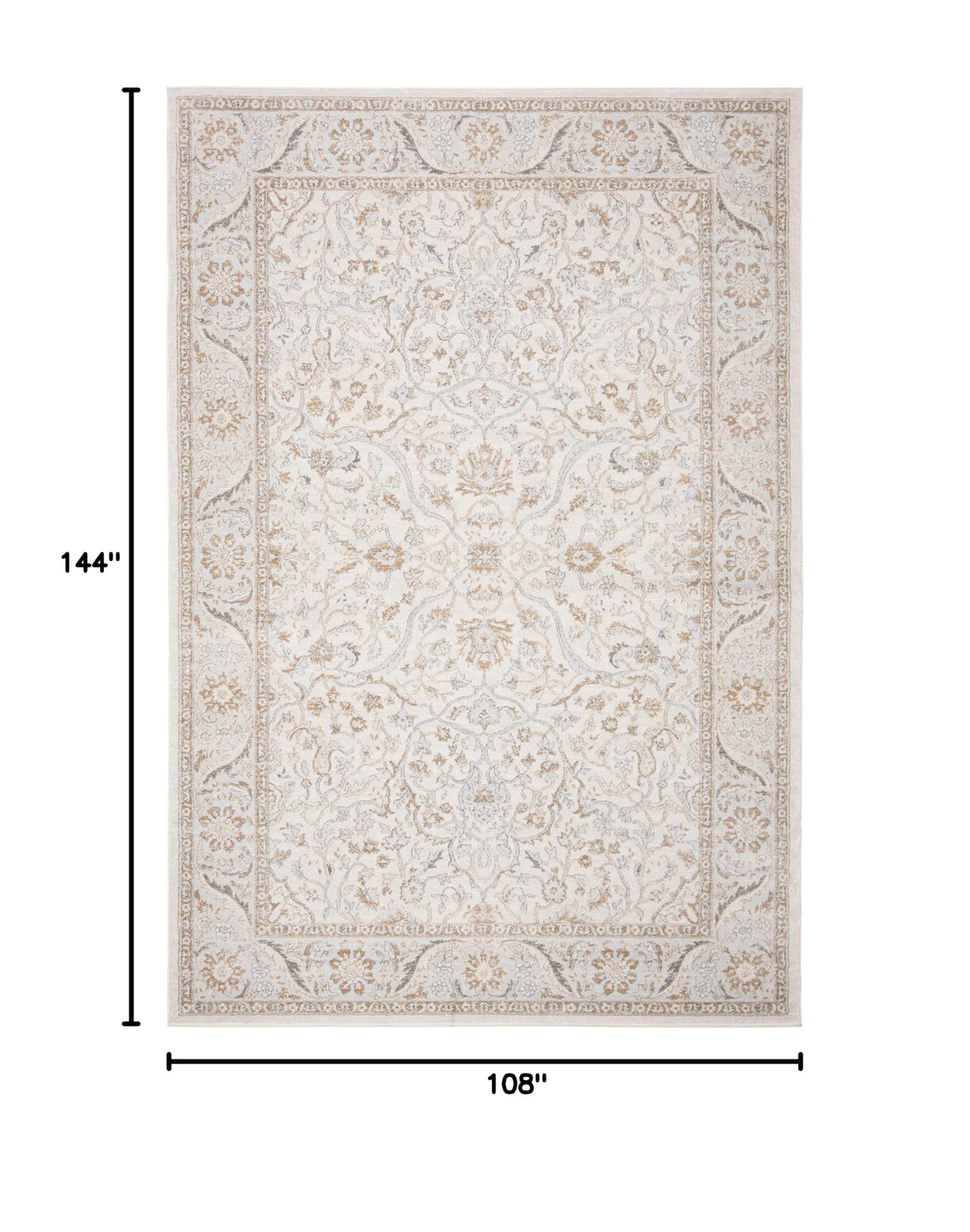 Isabella Oriental Area Rug 9' x 12' - Cream & Beige Non-Shedding