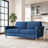 65" Beige Loveseat, Comfy Mid-Century Modern 2-Seat Sofa