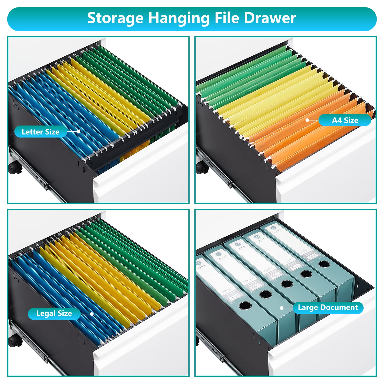 Metal File Cabinets with 2 Drawer,Under Desk Locking File Cabinet for Legal Letter Files