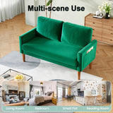 Loveseat Small Sofa, 55" Couch Mid Century Modern Velvet Couch for Small Spaces, Bedroom and Living Room, Easy to Install, Green