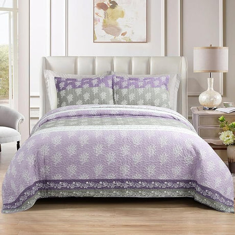 Quilt Set Queen Size - Queen Quilts Bedding Set, 100% Cotton Reversible Luxury Comforter Set