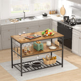 Kitchen Island with Wine Glass Holder, Industrial Wood and Metal Coffee Bar