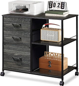 3 Drawer Mobile File Cabinet, Rolling Printer Stand with Open Storage Shelf