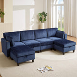 110" U-Shaped Modular Sectional Sofa, Convertible Sleeper Sofa Couch Bed