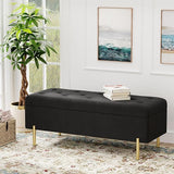 Velvet Storage Bench, Modern Bedroom Bench, Upholstered Tufted Large Settee Ottoman with Storage Bench for Bedroom,Living Room,Entryway, Ivory