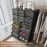 16 Drawers Dresser for Bedroom, Tall Dressers & Chests of Drawers with Wood Top